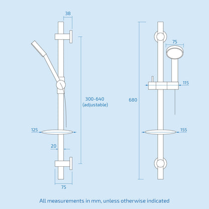 CHROME DECK MOUNTED THERMOSTATIC BATH SHOWER MIXER + RISER KIT / 3 MODE HANDSET
