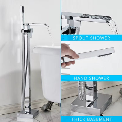Floor Mounted Bathtub Faucet Set Gold Bath Tub Faucet Hot and Cold Water Shower Bathtub Mixer Tap Waterfall Floor Stand