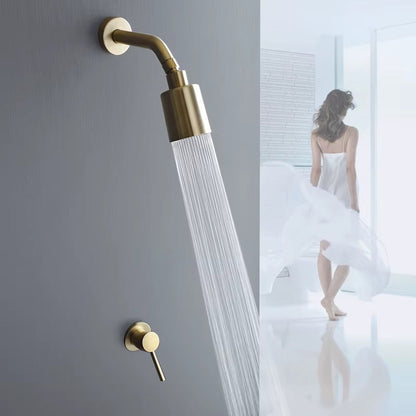 High Pressure Brush Gold Brass Shower Head Single Funtion Rainfall Bathroom Shower Head Top Water Saving Spray Bath Wall Mounted