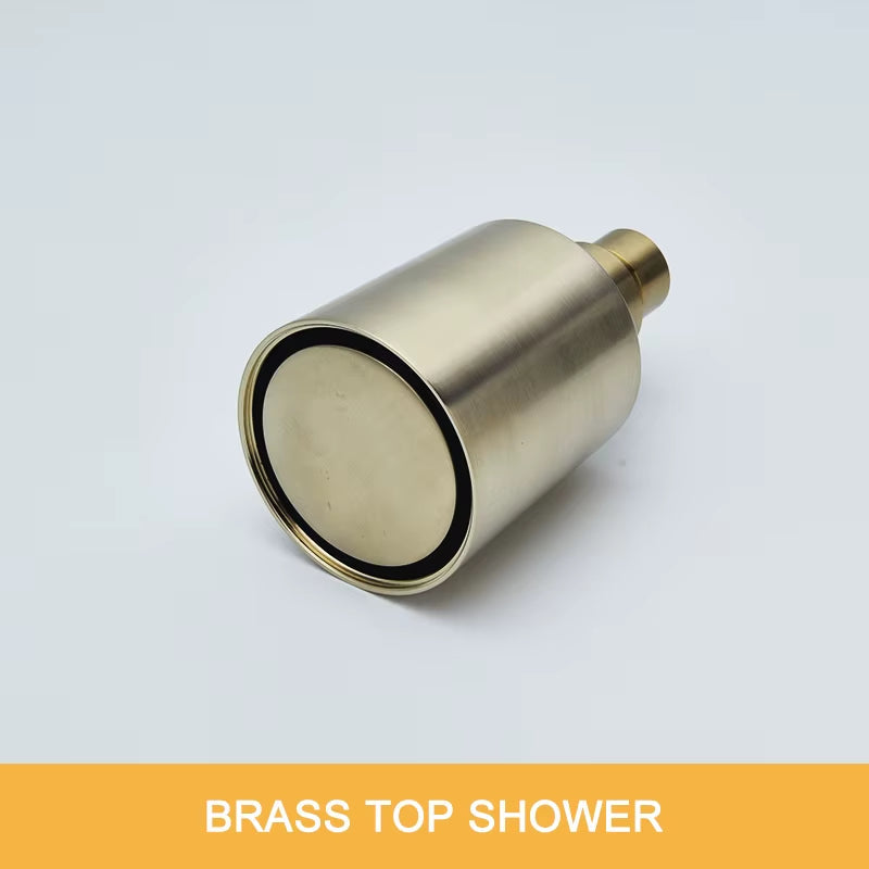 High Pressure Brush Gold Brass Shower Head Single Funtion Rainfall Bathroom Shower Head Top Water Saving Spray Bath Wall Mounted