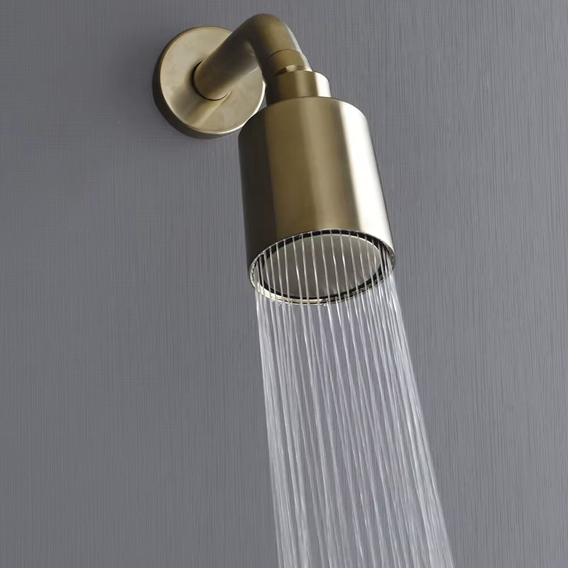 High Pressure Brush Gold Brass Shower Head Single Funtion Rainfall Bathroom Shower Head Top Water Saving Spray Bath Wall Mounted