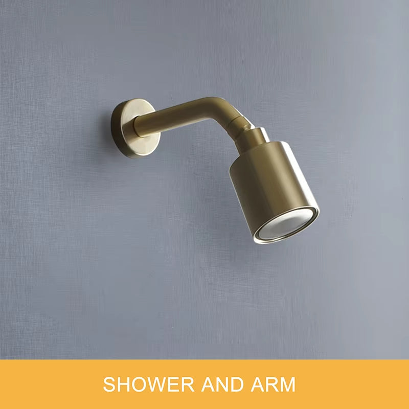 High Pressure Brush Gold Brass Shower Head Single Funtion Rainfall Bathroom Shower Head Top Water Saving Spray Bath Wall Mounted