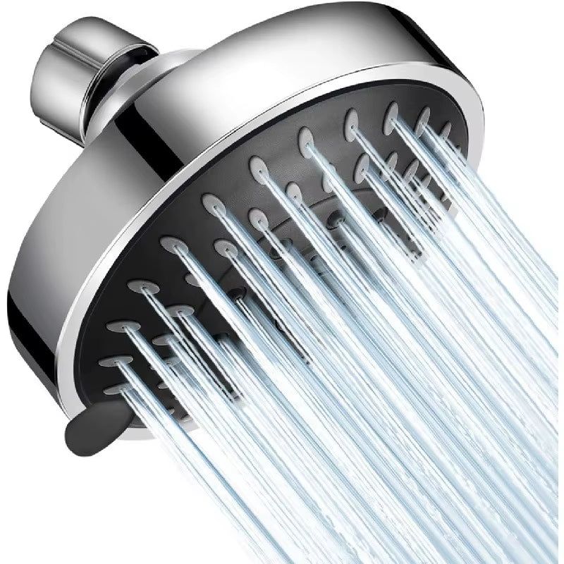 High Pressure Shower Head 5 Settings Fixed Showerhead 4 Inch High Flow Bathroom Showerhead Joint for Luxury Shower Experience