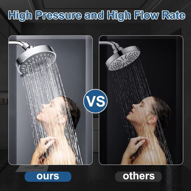 High Pressure Shower Head 5 Settings Fixed Showerhead 4 Inch High Flow Bathroom Showerhead Joint for Luxury Shower Experience