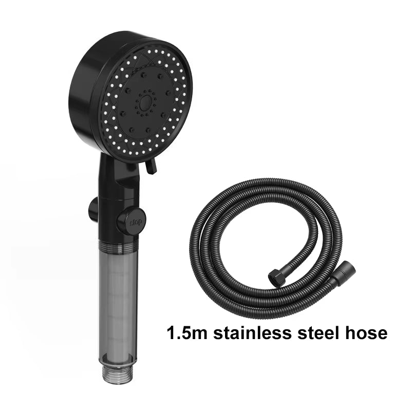 High Quality 8 Mode Shower Head Water Filter Adjustable High Pressure Shower Portable One-Key Stop Shower Bathroom Accessories