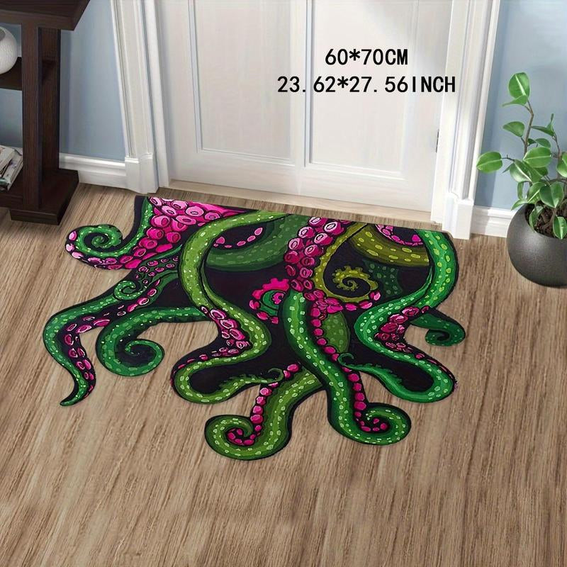 Octopus Graphic Bathroom Mat, Non-Slip Absorbent Bathroom Rug, Creative Floor Mat for Home Bathroom Kitchen, Bathroom Accessory