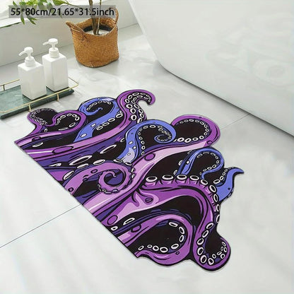 Octopus Graphic Bathroom Mat, Non-Slip Absorbent Bathroom Rug, Creative Floor Mat for Home Bathroom Kitchen, Bathroom Accessory