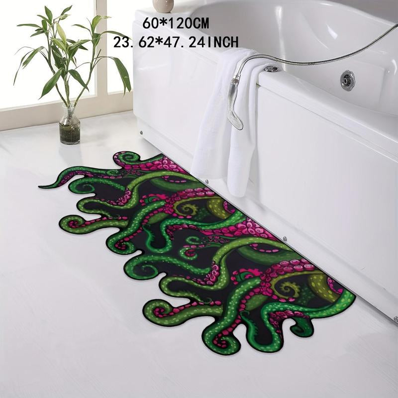 Octopus Graphic Bathroom Mat, Non-Slip Absorbent Bathroom Rug, Creative Floor Mat for Home Bathroom Kitchen, Bathroom Accessory