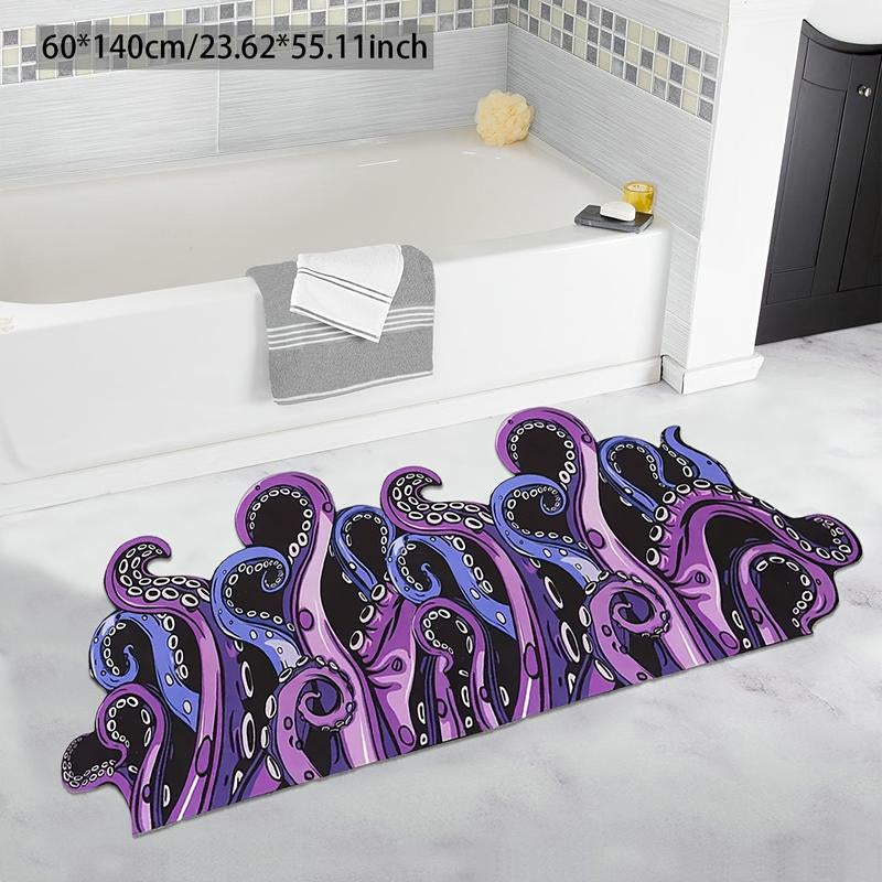 Octopus Graphic Bathroom Mat, Non-Slip Absorbent Bathroom Rug, Creative Floor Mat for Home Bathroom Kitchen, Bathroom Accessory