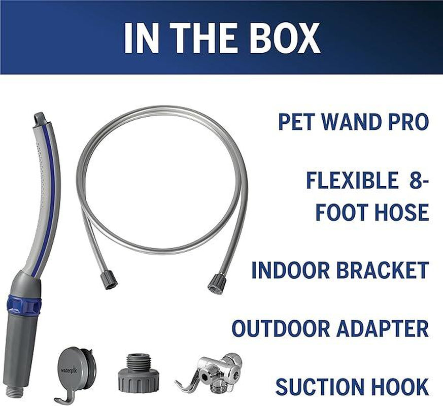 Pet Wand Pro Dog Shower Attachment for Fast Easy Bathing with 8-Foot Flex Hose Professional Grade Grooming Tool for Indoor Outdoor Use