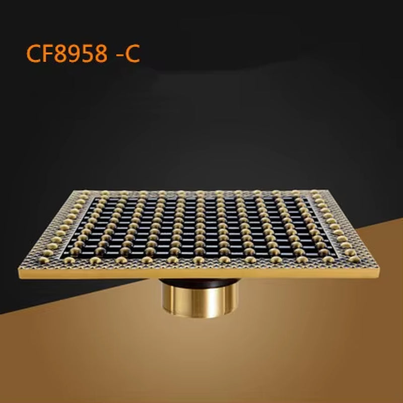 Shower Drain 15Cm Euro Antique Brass Floor Drain Cover Shower Square Waste Grate Strainer Hair Bathroom Bath Accessories CF8958
