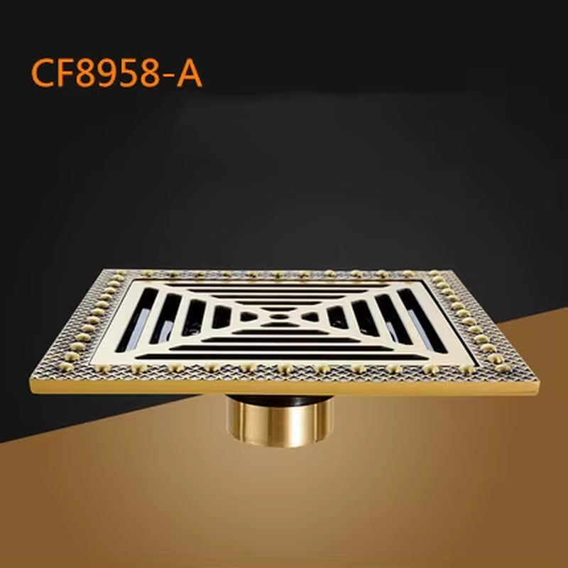 Shower Drain 15Cm Euro Antique Brass Floor Drain Cover Shower Square Waste Grate Strainer Hair Bathroom Bath Accessories CF8958