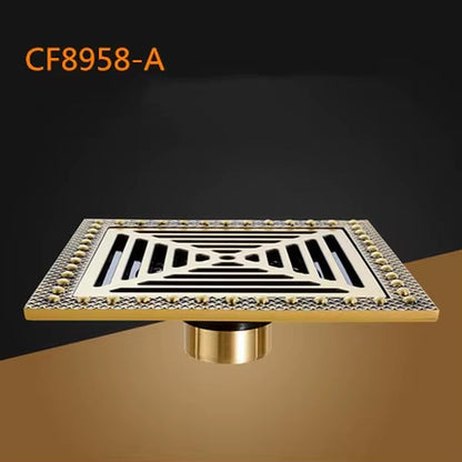 Shower Drain 15Cm Euro Antique Brass Floor Drain Cover Shower Square Waste Grate Strainer Hair Bathroom Bath Accessories CF8958