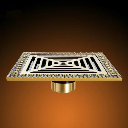 Shower Drain 15Cm Euro Antique Brass Floor Drain Cover Shower Square Waste Grate Strainer Hair Bathroom Bath Accessories CF8958