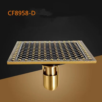 Shower Drain 15Cm Euro Antique Brass Floor Drain Cover Shower Square Waste Grate Strainer Hair Bathroom Bath Accessories CF8958
