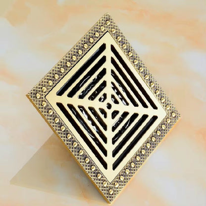 Shower Drain 15Cm Euro Antique Brass Floor Drain Cover Shower Square Waste Grate Strainer Hair Bathroom Bath Accessories CF8958