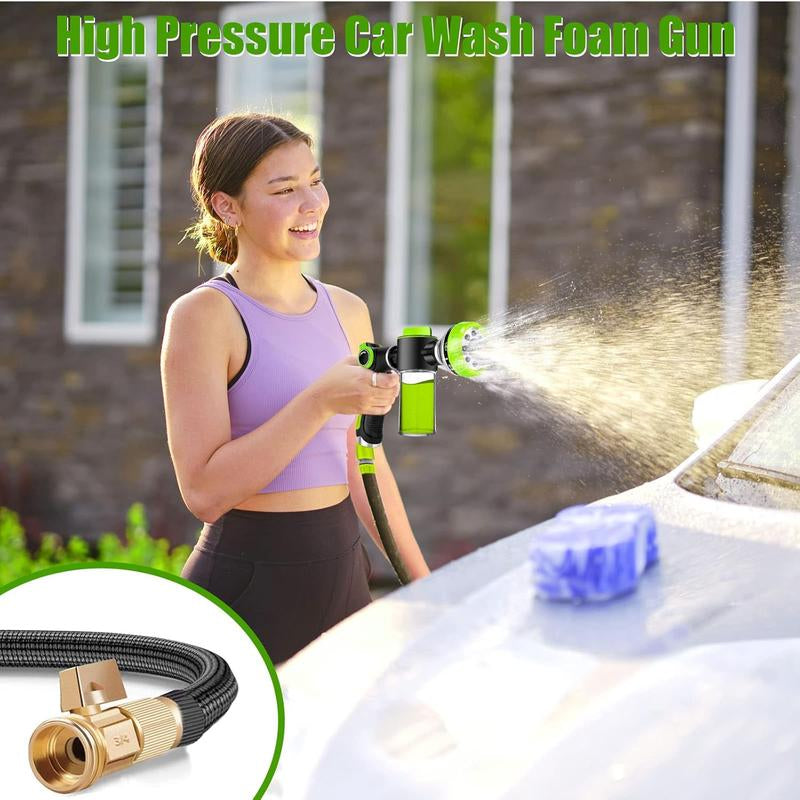 Washing Hose Attachment, 8-In-1 Sprayer Mode Garden Hose Nozzle with Pet Bathing Brush and 100Cc Soap Dispenser Bottle, Adopted in Watering , Wash, and Horse Showering (Green)