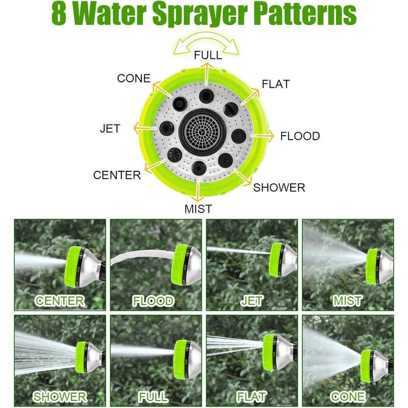 Washing Hose Attachment, 8-In-1 Sprayer Mode Garden Hose Nozzle with Pet Bathing Brush and 100Cc Soap Dispenser Bottle, Adopted in Watering , Wash, and Horse Showering (Green)