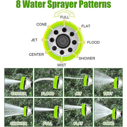 Washing Hose Attachment, 8-In-1 Sprayer Mode Garden Hose Nozzle with Pet Bathing Brush and 100Cc Soap Dispenser Bottle, Adopted in Watering , Wash, and Horse Showering (Green)